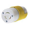 Hubbell Wiring Device-Kellems Locking Devices, Twist-Lock®, Industrial, Female Connector Body, 10A 250V/15A 125V, 3-Pole 3-Wire Non Grounding, Non-NEMA, Screw Terminal, Yellow HBL7565CY